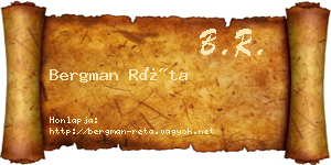 Bergman Réta névjegykártya